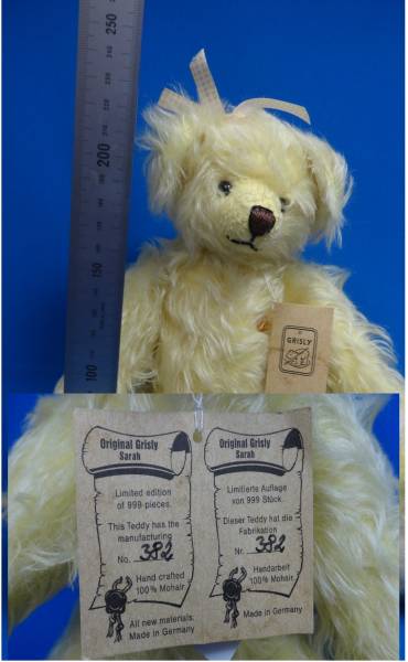 ドイツ、グリズリー・シュピールヴァーレン社製テディベア 世界限定20/222 ドイツ、グリズリー・シュピールヴァーレン社製テディベア 世界限定20