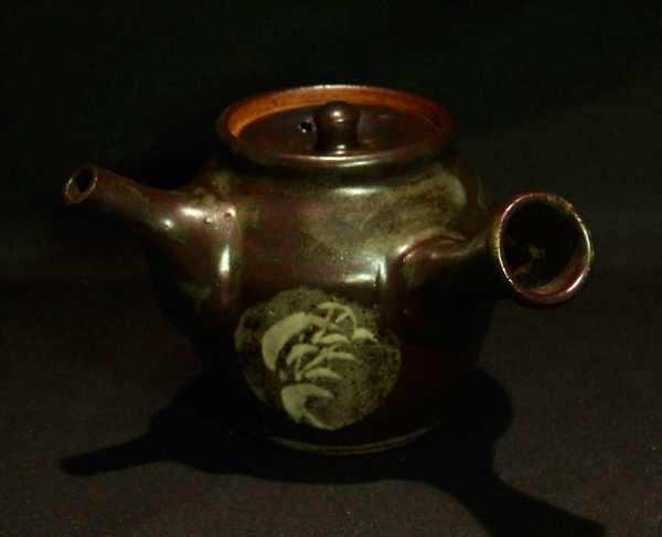 島岡達三作 地釉象嵌縄文 小急須