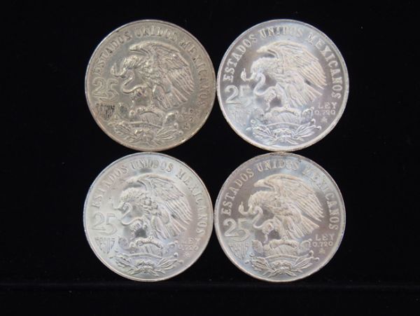★メキシコ オリンピック 銀貨 25ペソ 1968年　４枚★