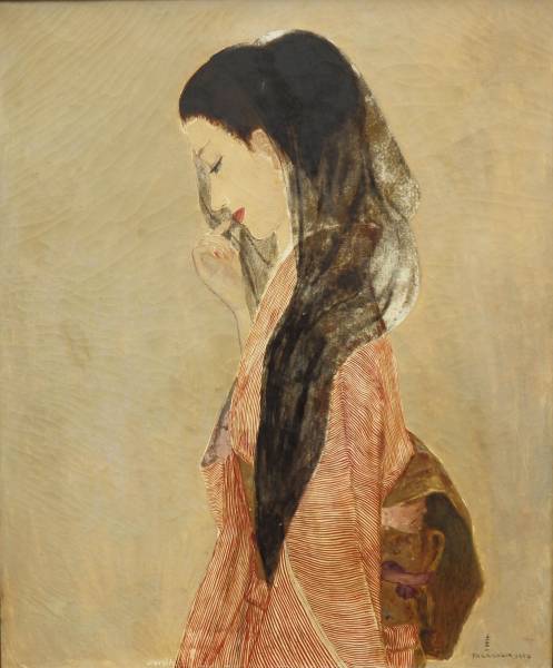 高沢圭一(婦人公論表紙絵作家) 油彩20号1954年制作 美人画巨匠(人物画