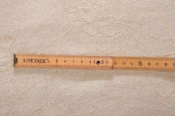 生地♪ 1円 5m リネンコットン 花柄刺繍 ネップベージュ 麻 159_2