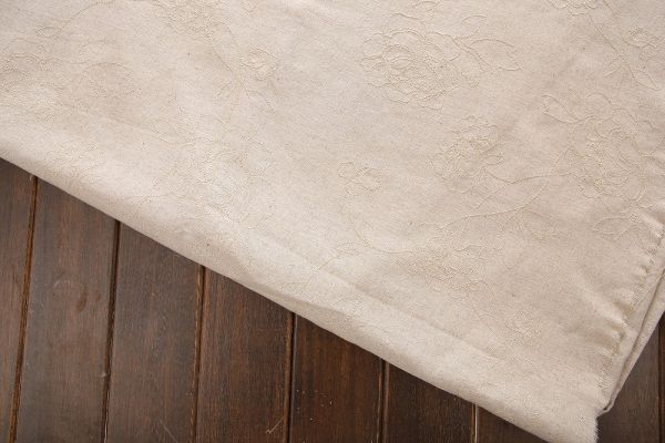 生地♪ 1円 5m リネンコットン 花柄刺繍 ネップベージュ 麻 159_3