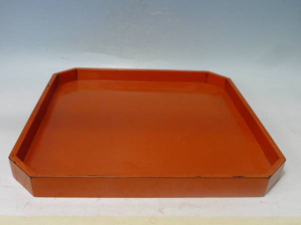 根来塗・朱塗隅切盆・茶懐石道具・江戸時代後期