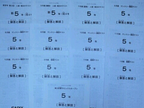 サピックス 小学 5年 マンスリー組分けテスト等　フル1年分　