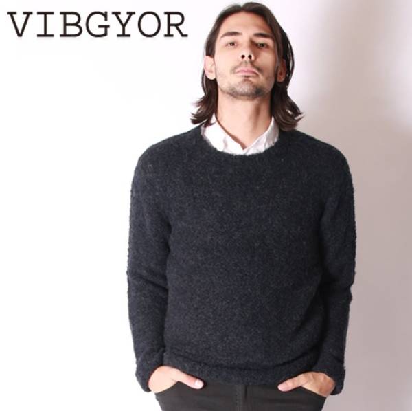 VIBGYOR ビブジョー■高級アルパカ混■ニットセーター■紺L