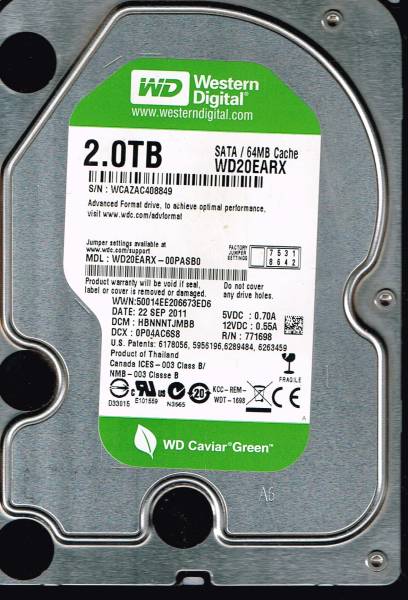 WD20EARX　3.5　SATA　2TB_1
