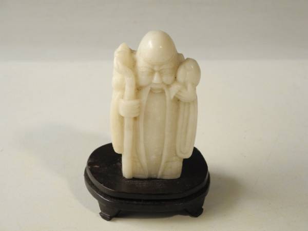 ◆栄◆時代 中国 白玉 福禄寿 木台 飾り 置物 唐木台 4w82