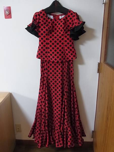 フラメンコ 上下セット 衣装 ツーピース アクセサリー付 美品