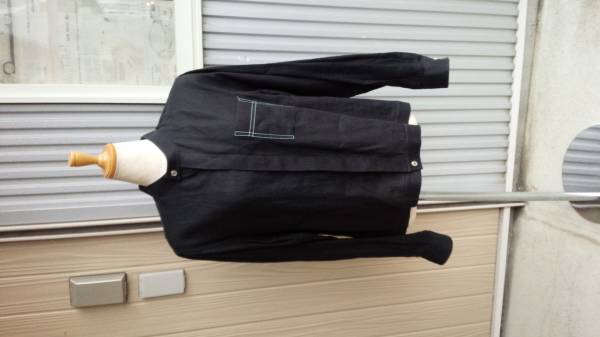 美品☆エルメス．麻ライダースタイプシャツ☆シルバーセリエ×黒