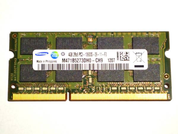 SAMSUNG PC3-10600(DDR3-1333) ノート用メモリ 4GB