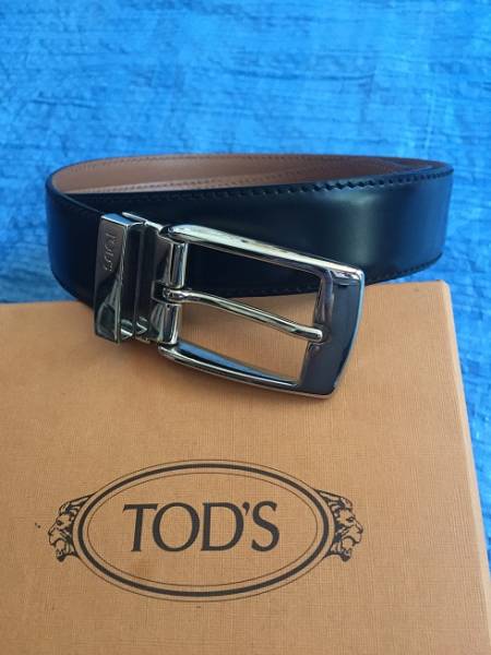 イタリア製 美品 トッズ TOD'S 本革 95 レザー ベルト 黒 USED ☆正規