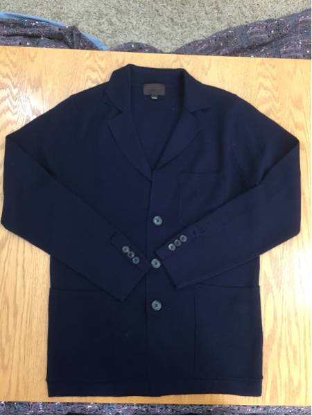 値下げ！ユニバーサルランゲージ ニットジャケットM新品ネイビー