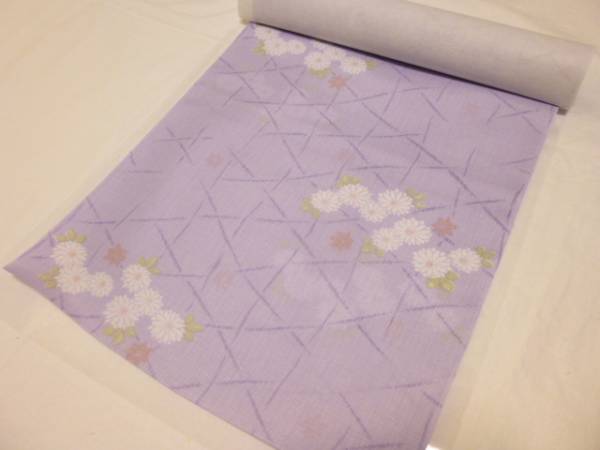 新品正絹★長尺羽裏（肩裏・コート裏）★篭目に菊紅葉柄です