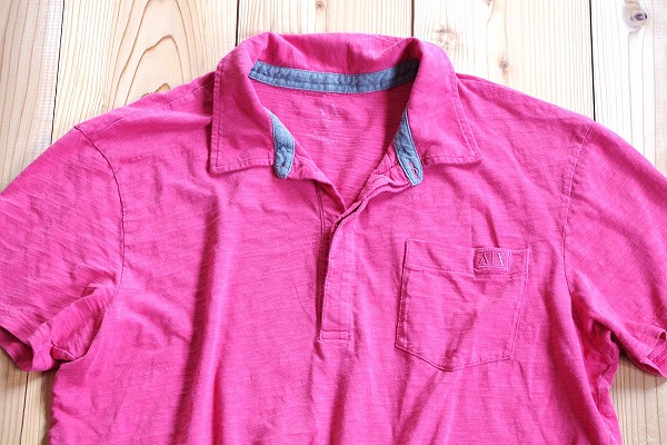 A|Xアルマーニエクスチェンジ◆スラブ素材ポロシャツ◆ピンクXL