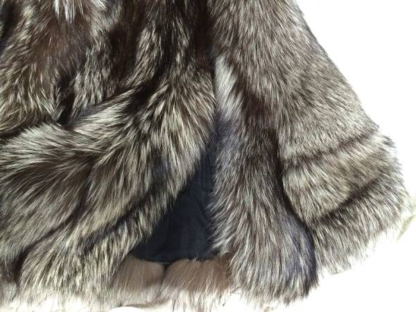 大きい シルバーフォックス ポンチョ マント コート あ397 カシミヤ 