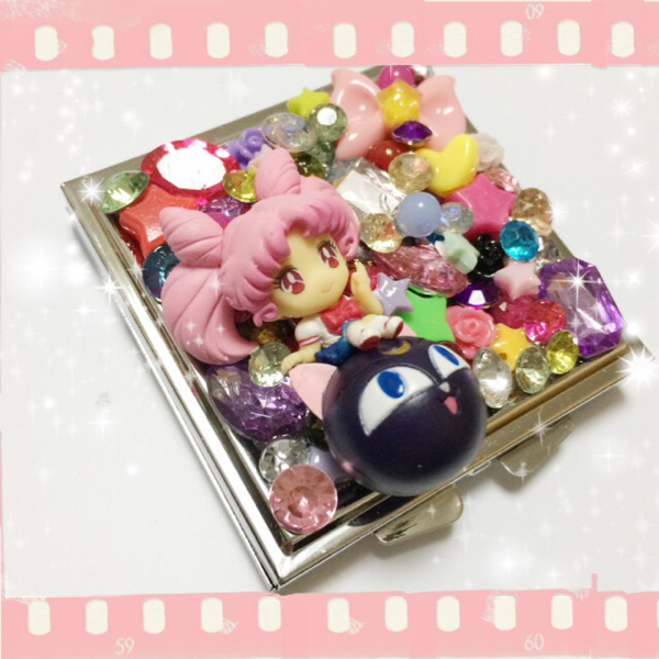 両面ミラー☆セーラームーンデコ☆ちびうさちゃん＆ルナボール  