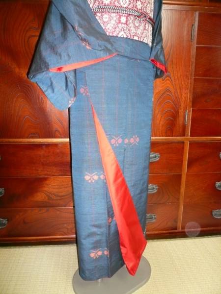 紬・名古屋帯の２点セット　お買い得　蝶　正絹　カジュアル