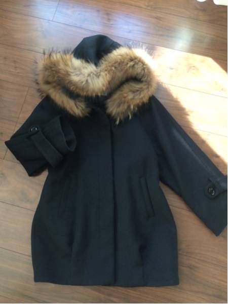 ★美品★INDEX★ファー付きコート★黒★M★ワールド★オペーク★