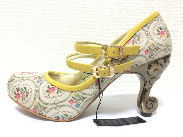 新品 アナスイ ANNA SUI 猫脚 猫足 ストラップ パンプス 23.5 YE 