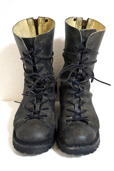 incarnation デストロイ レザー バックジップ ブーツ ブラック41