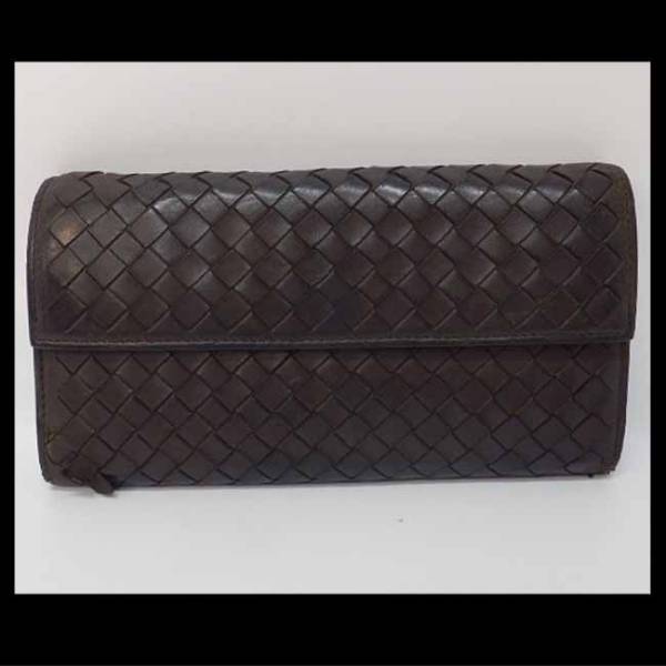 1円★訳あり【ボッテガ ヴェネタ】ファスナー 長財布 ブラウン