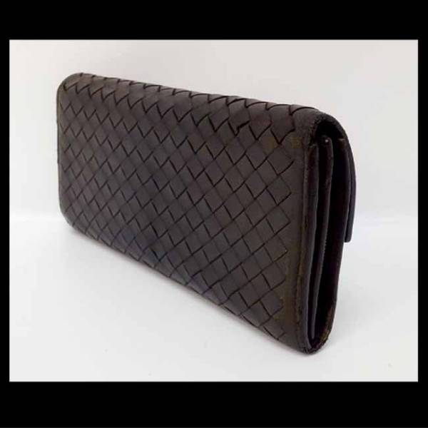 1円★訳あり【ボッテガ ヴェネタ】ファスナー 長財布 ブラウン