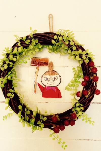 ムーミン*ミィ風Welcomeリースハンドメイド北欧雑貨ナチュラル