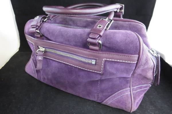 COACH コーチ スエードハンドバッグ 紫系 中古3☆福53