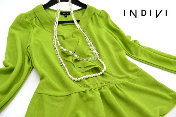 ◆新品同◆インディヴィ/シフォンフリル春色レーヨントップス 05