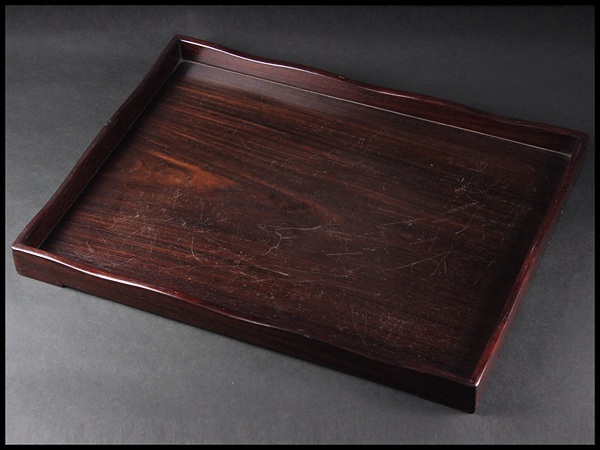 【賀】中国古玩 唐木 煎茶盆 煎茶道具 ②N4