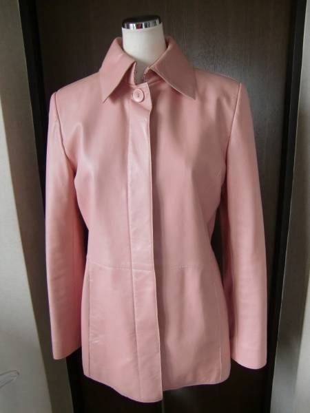 上質☆本革 レザージャケット ピンク　ハーフコート　XL