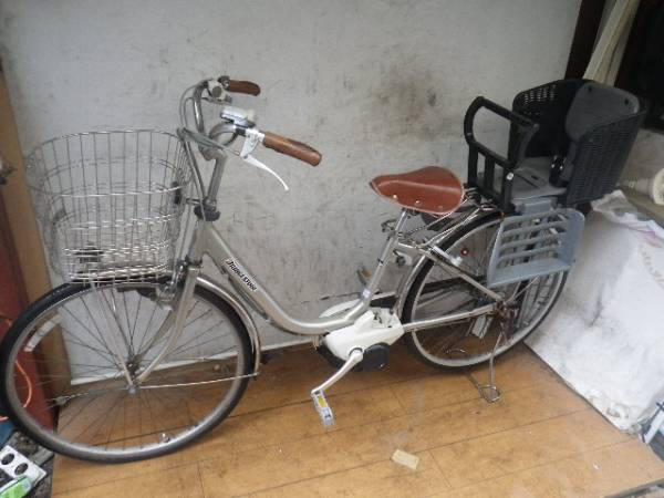 ブリジストン　電動自転車　３段　子供乗せ付　ゴールド　アルミ