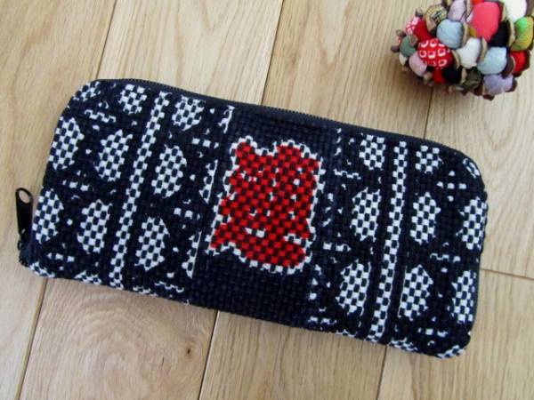 古布の長財布　刺し子消防半纏ハンドメイドバッグリメイクお祭り