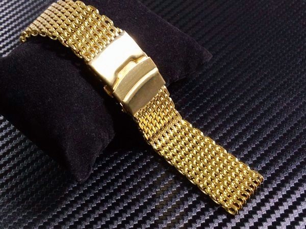 送料無料 シャーク メッシュ ベルト ブレス 20mm ゴールド 金
