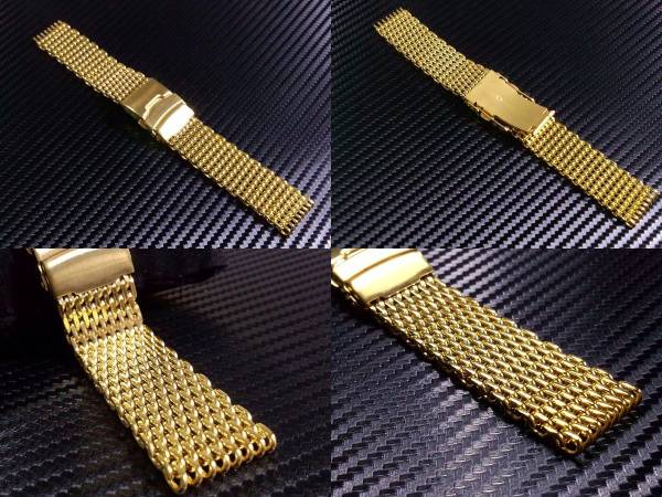 送料無料 シャーク メッシュ ベルト ブレス 20mm ゴールド 金