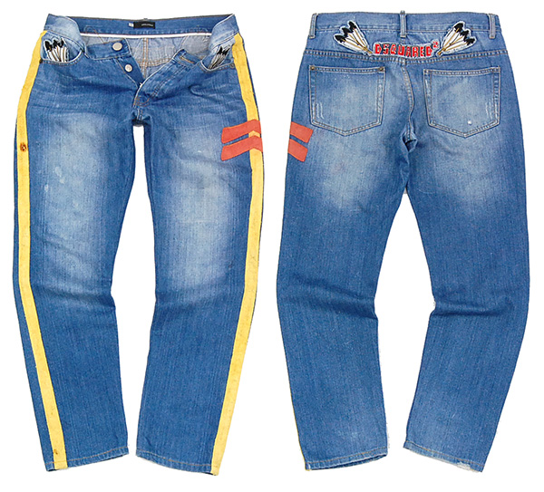 定価7.2万 ディースクエアード レザーライン/ワッペン加工デニム