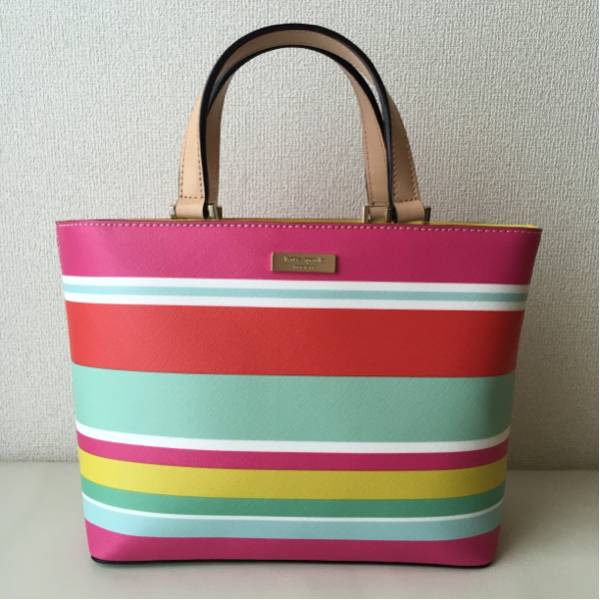 ケイトスペードマルチストライプ トートバッグ☆1円スタート☆