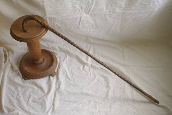 仏 30's ホーンステッキ 杖 動物角 天然コンゴ材 アンティーク