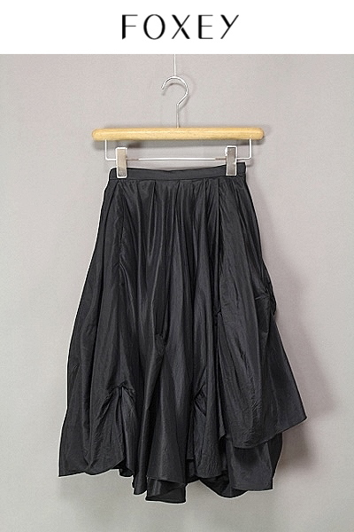 高級 FOXEY/フォクシー ボリューム シルク100% ギャザースカート