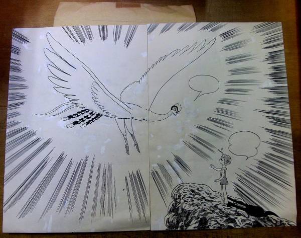 手塚治虫 「火の鳥」直筆生原稿 見開き（2枚）/原画・生原稿(サイン