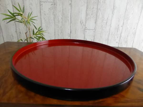 未使用 和風 伝統工芸 漆器 漆芸 丸型 プレート お盆 c492ru