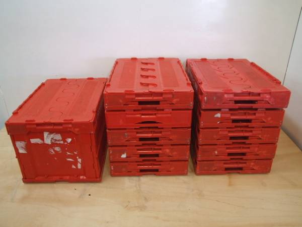 M3827★三甲 蓋付折畳みプラコンテナ/サンクレットオリコン 11個