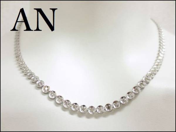 AN【美品】ダイヤモンド2.00ct★K18WGテニスネックレス