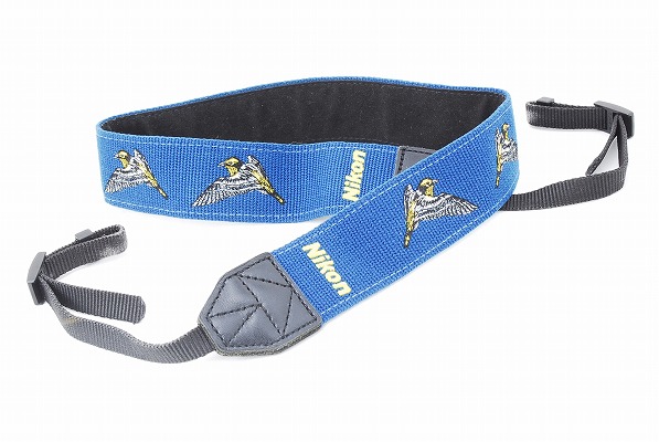 ☆Nikon ニコン バード ストラップ 鳥 刺繍 青 For Professional