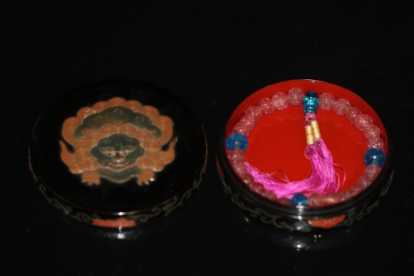 支那 清朝天然トルマリン寿文数珠宮廷式持珠念珠中国仏具共箱