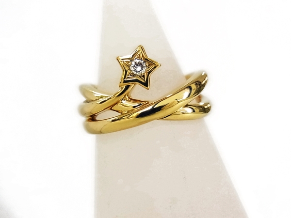 ●K18●ミキモト●ダイヤリング●スター●YG★★