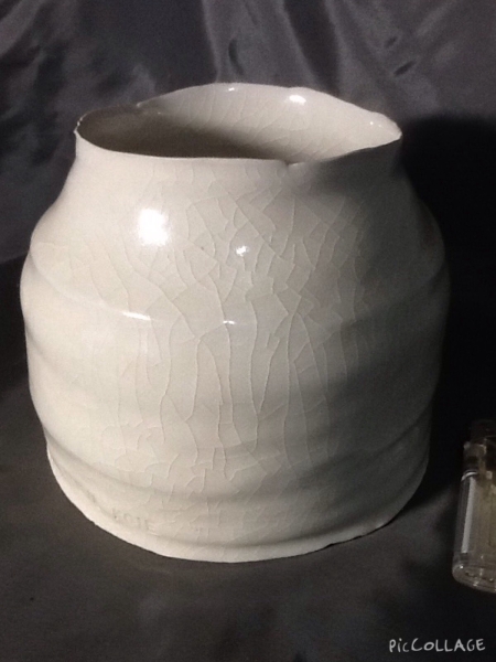 白磁 壺 現代 白磁細口線段壺 極上品 山口幹彦作 共箱 山口幹彦