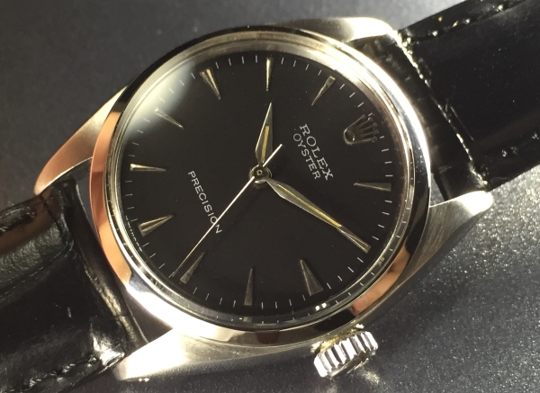 ロレックスオイスターノンデイト6426黒文字盤風防ベルト新品仕上