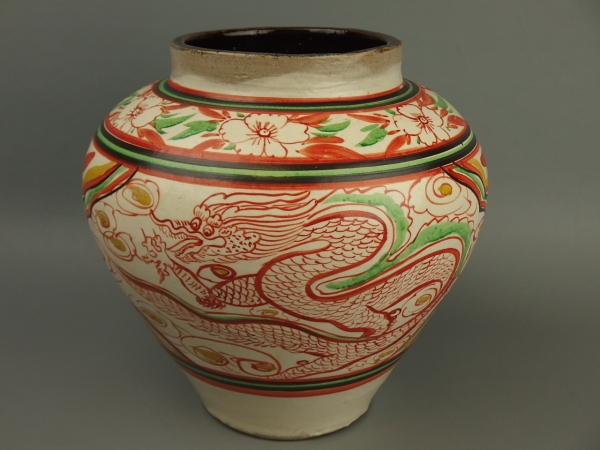 【骨董・中国】★宋赤絵★★龍文壷