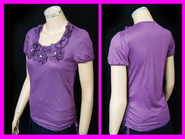 ◆新品/トゥービーシック/フリル付半袖カットソー2パープル◆